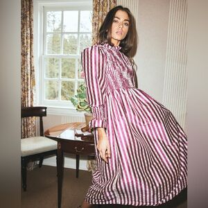 Louise New York - Molly Gingham Dress in Wine, Medium